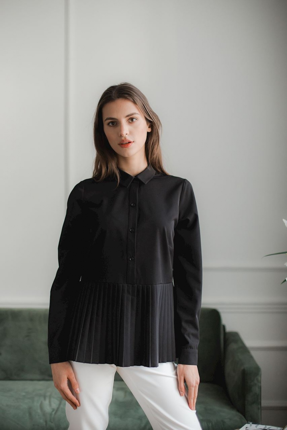 بلوزة نسائية بوليستر عالي الجودة وإيلاستين لمرونة مريحة من Lenitif – موديل 143891