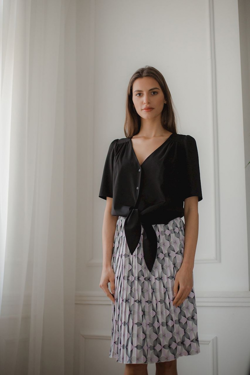 تنورة نسائية بوليستر عالي الجودة وإيلاستين لمرونة مريحة من Lenitif – موديل 143916