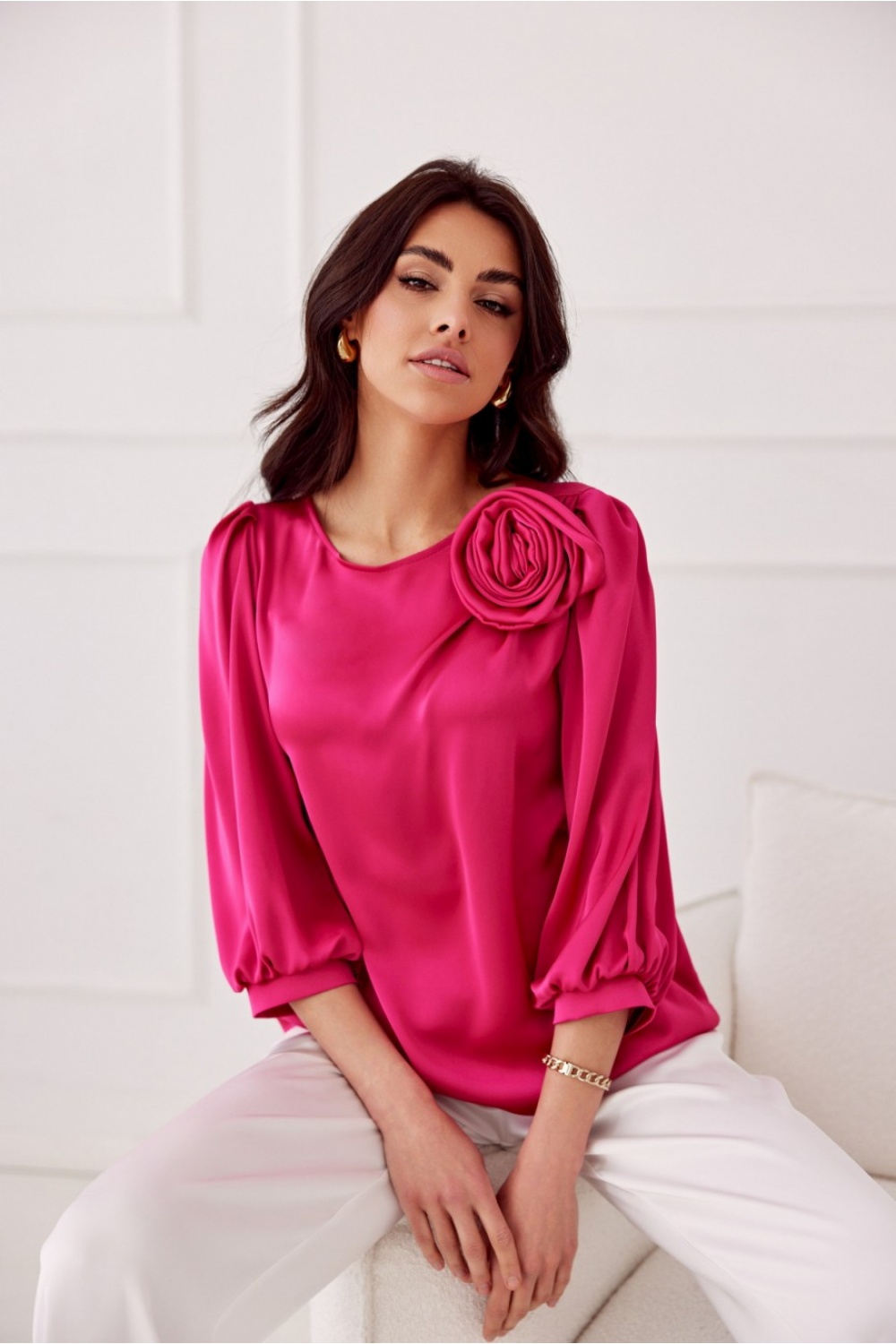 بلوزة نسائية بوليستر عالي الجودة وساتان ناعم من Fashion – موديل 194789