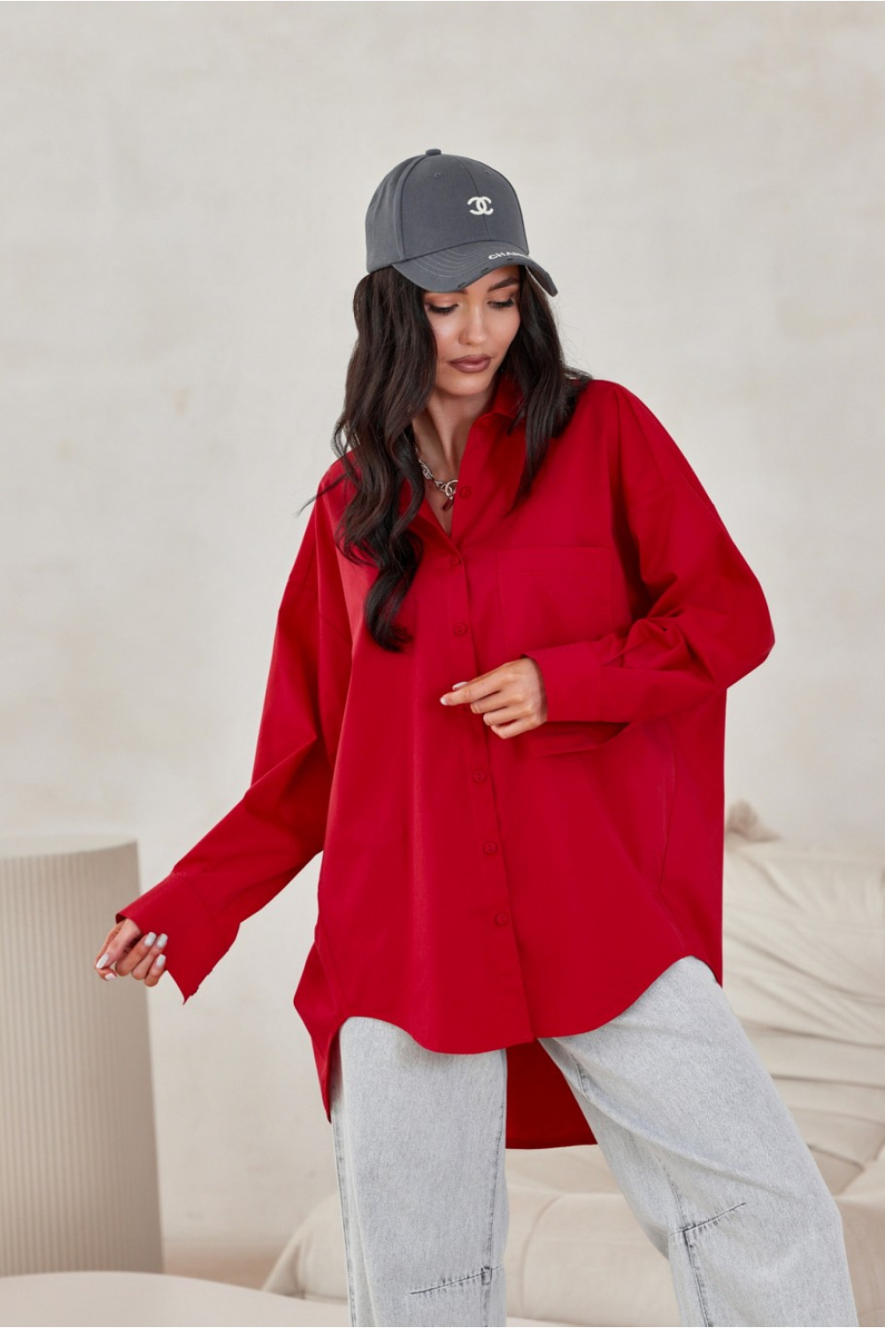 قميص نسائي قطن ناعم وبوليستر عالي الجودة وإيلاستين لمرونة مريحة من Fashion – موديل 208509