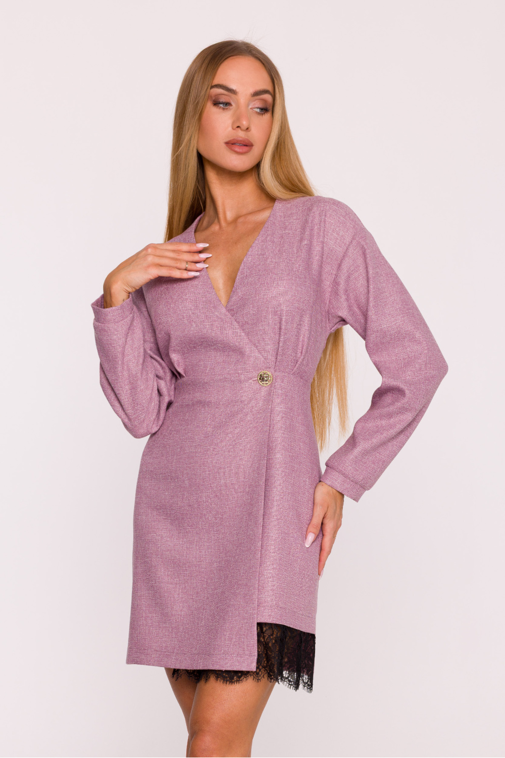 تنورة نسائية بوليستر عالي الجودة وإيلاستين لمرونة مريحة ودانتيل أنيق من Moe – موديل 216628