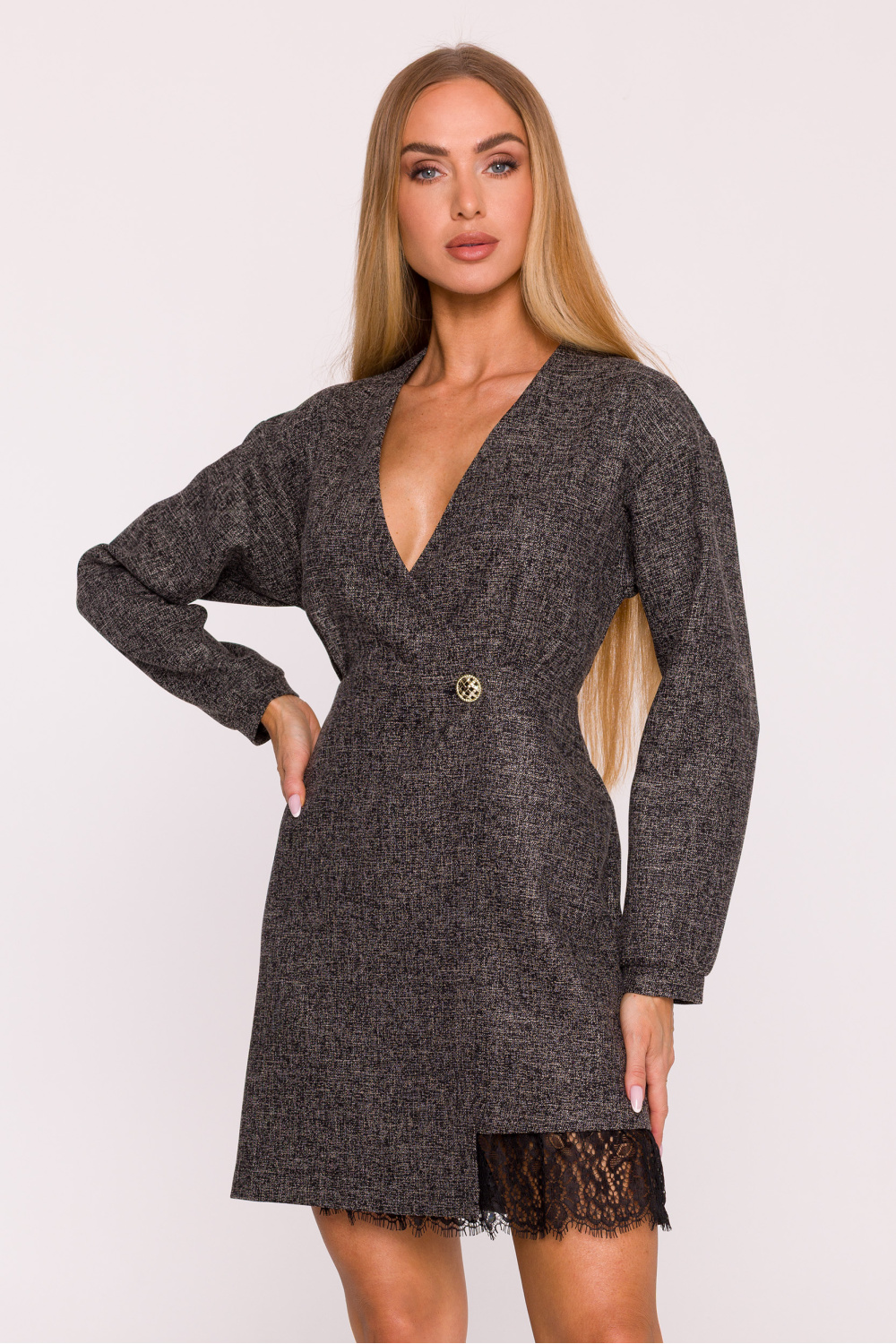 تنورة نسائية بوليستر عالي الجودة وإيلاستين لمرونة مريحة ودانتيل أنيق من Moe – موديل 216630