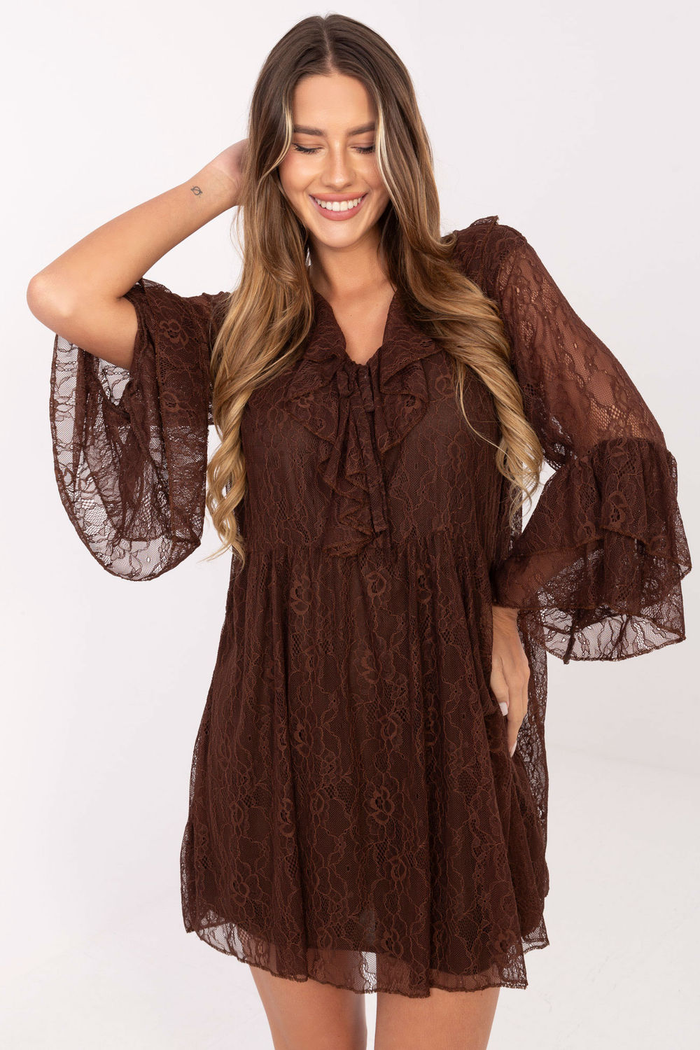 فستان نسائي إيلاستين لمرونة مريحة ودانتيل أنيق من Moda – موديل 219217